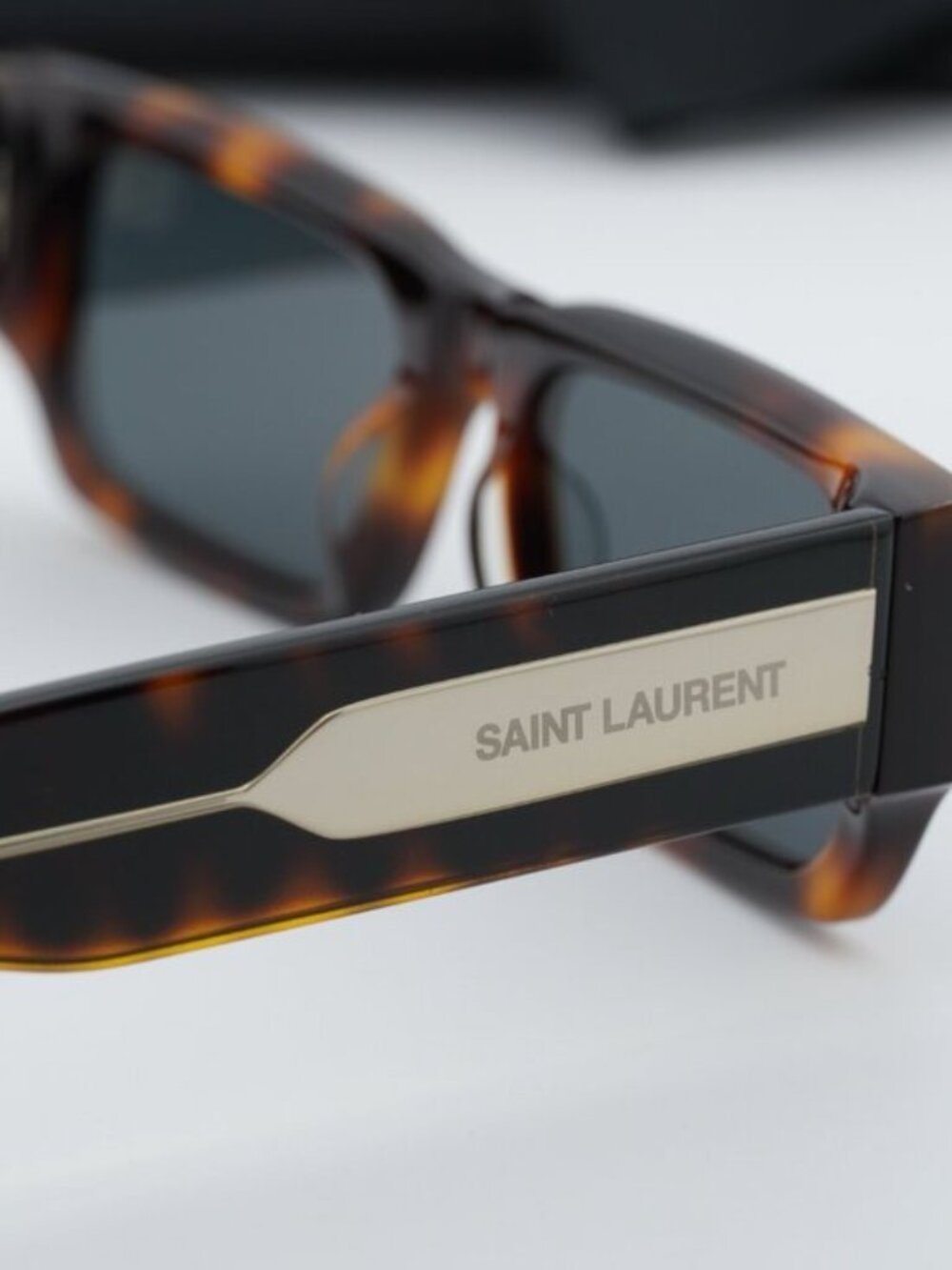 Saint Laurent SL660 002 Unisex Rectangle Sunglasses - Havana / Grey - Picture 10 of 13